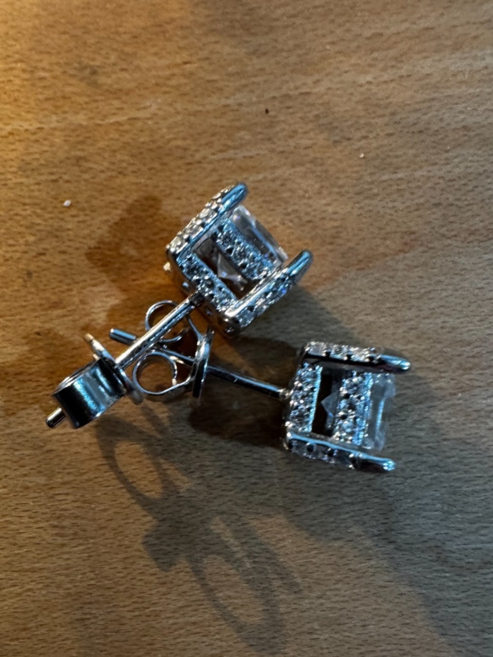 Princess Cut Stud Moissanite Earrings set in 925 Sterling Silver NIB - Picture 4 of 8